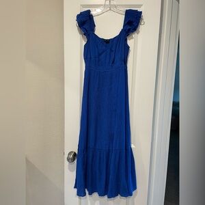 Blu Pepper Blue Ruffled Tiered Maxi Dress